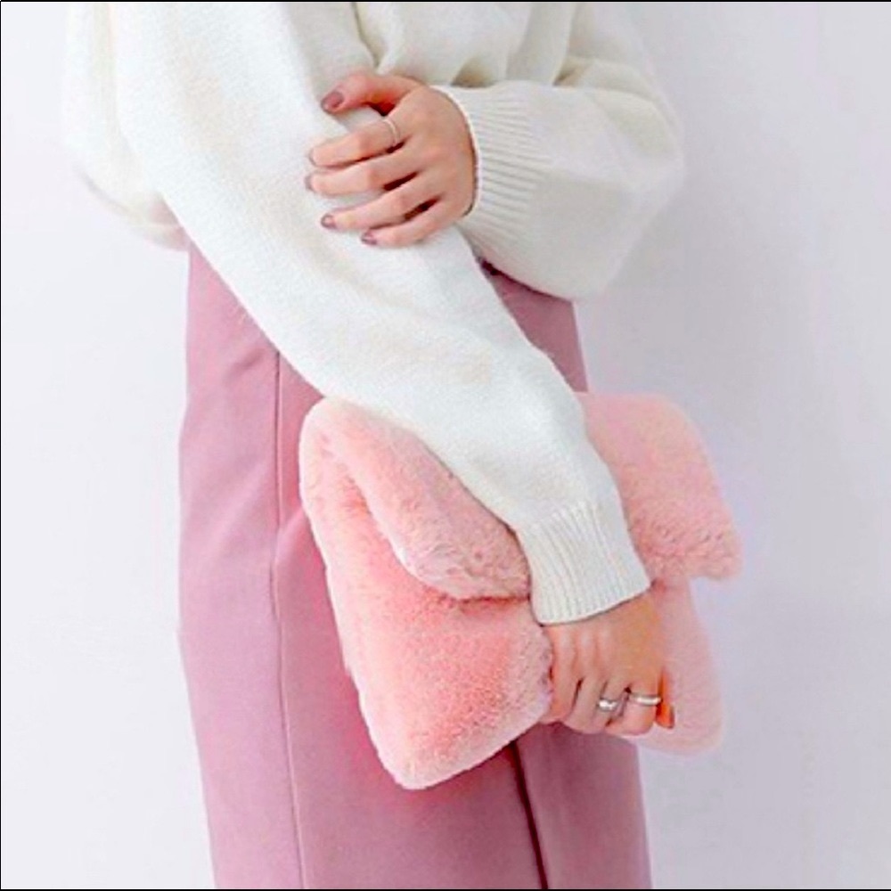 New listing! Faux Fur Clutch in Soft Pink